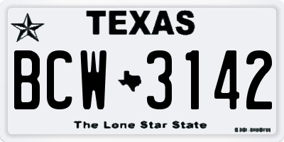 TX license plate BCW3142