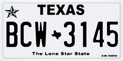 TX license plate BCW3145