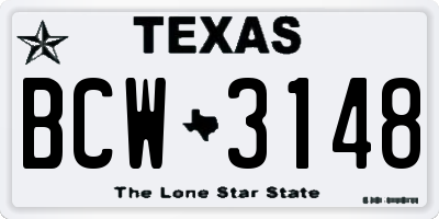 TX license plate BCW3148