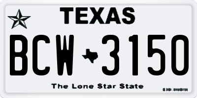 TX license plate BCW3150