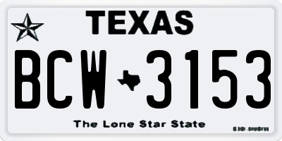 TX license plate BCW3153