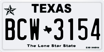 TX license plate BCW3154