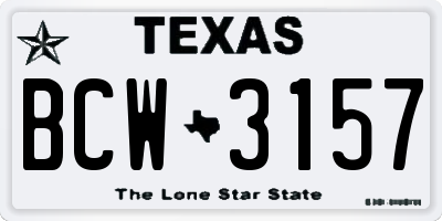 TX license plate BCW3157