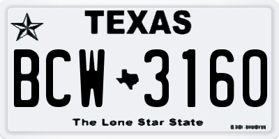 TX license plate BCW3160