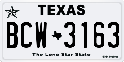 TX license plate BCW3163