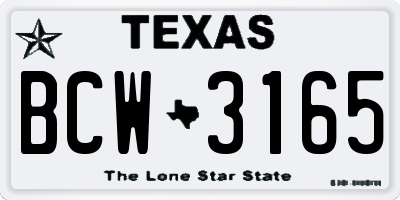 TX license plate BCW3165
