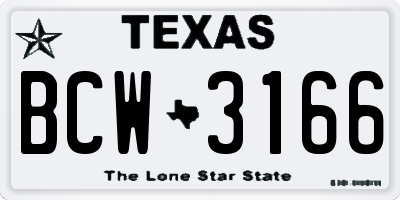 TX license plate BCW3166