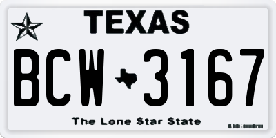 TX license plate BCW3167