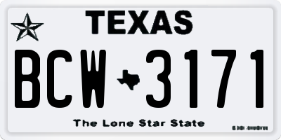 TX license plate BCW3171