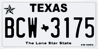 TX license plate BCW3175