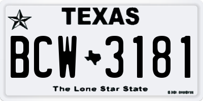 TX license plate BCW3181