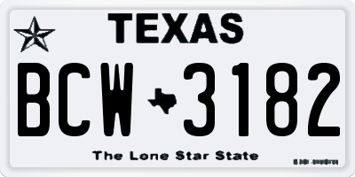 TX license plate BCW3182