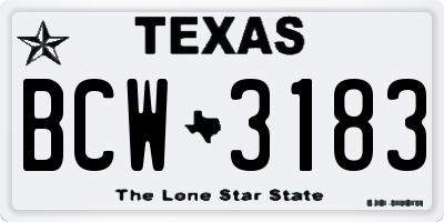 TX license plate BCW3183