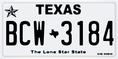 TX license plate BCW3184