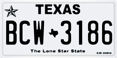 TX license plate BCW3186