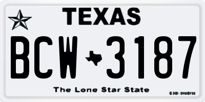 TX license plate BCW3187