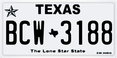 TX license plate BCW3188