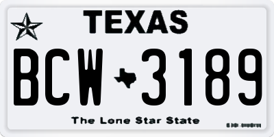 TX license plate BCW3189