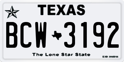 TX license plate BCW3192