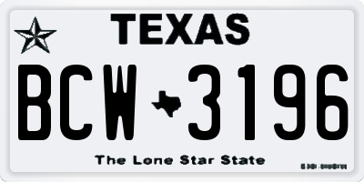 TX license plate BCW3196