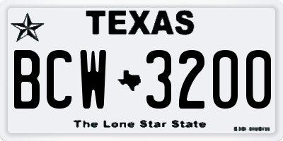TX license plate BCW3200