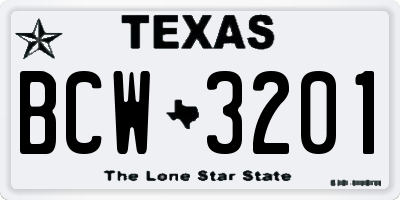 TX license plate BCW3201