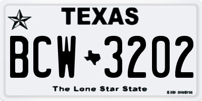 TX license plate BCW3202