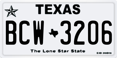 TX license plate BCW3206