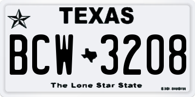 TX license plate BCW3208