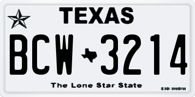 TX license plate BCW3214