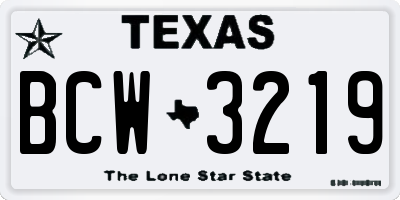 TX license plate BCW3219