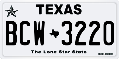 TX license plate BCW3220