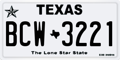 TX license plate BCW3221
