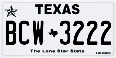 TX license plate BCW3222