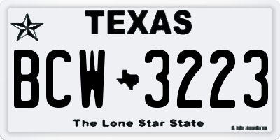 TX license plate BCW3223