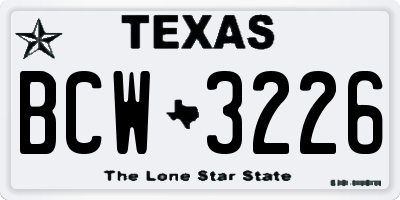 TX license plate BCW3226