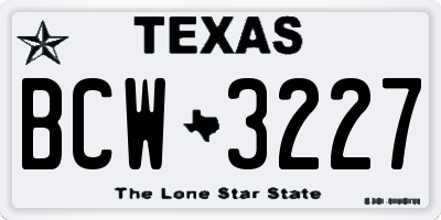 TX license plate BCW3227
