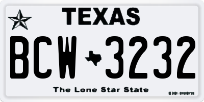 TX license plate BCW3232