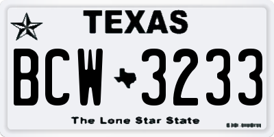 TX license plate BCW3233
