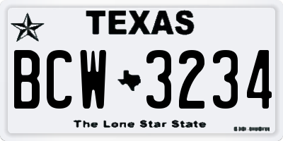TX license plate BCW3234