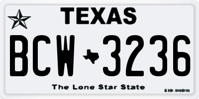 TX license plate BCW3236