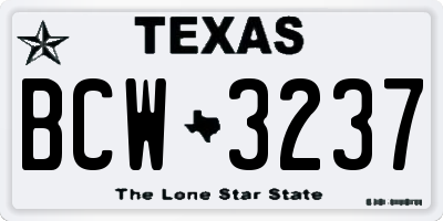 TX license plate BCW3237