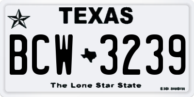 TX license plate BCW3239