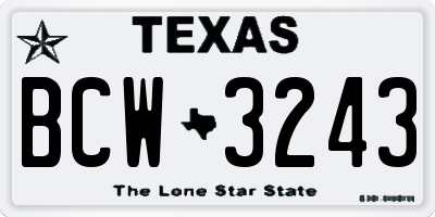 TX license plate BCW3243