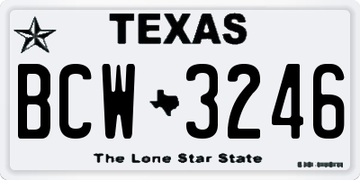 TX license plate BCW3246