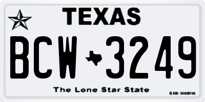 TX license plate BCW3249