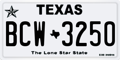 TX license plate BCW3250