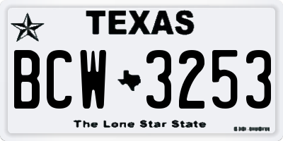 TX license plate BCW3253