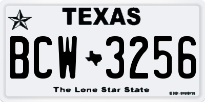 TX license plate BCW3256