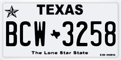 TX license plate BCW3258